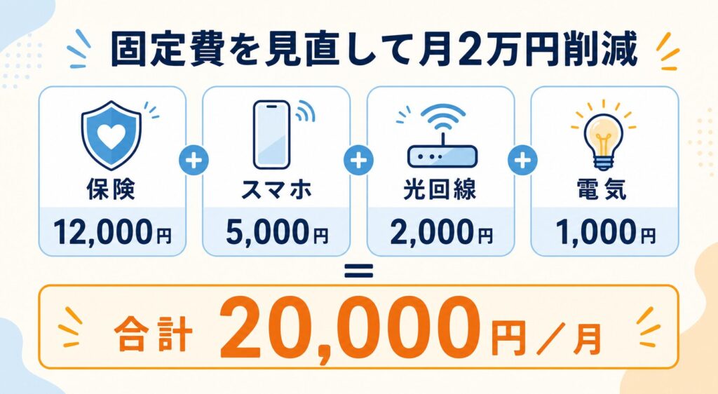 固定費を2万円削減した内訳