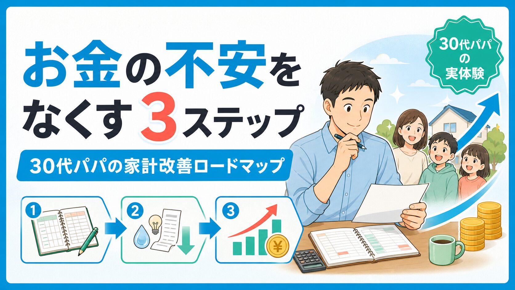 お金の不安をなくす3ステップ｜30代パパの家計改善ロードマップ